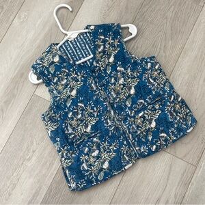 Anokhi Koki Vest quilted floral sleeveless kids Blue (size 2-3y) boho granny